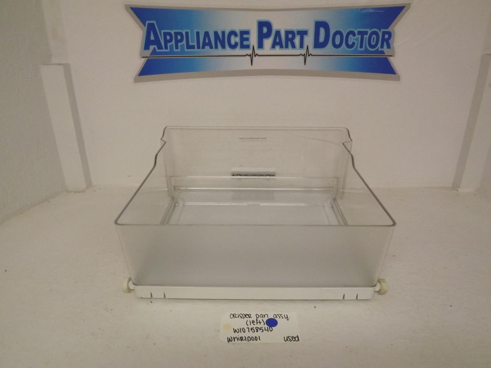 Whirlpool Refrigerator W10758540 Crisper Pan Assembly (Left) Used Whirlpool Refrigerator W10758540 Crisper Pan Assembly (Left) Used